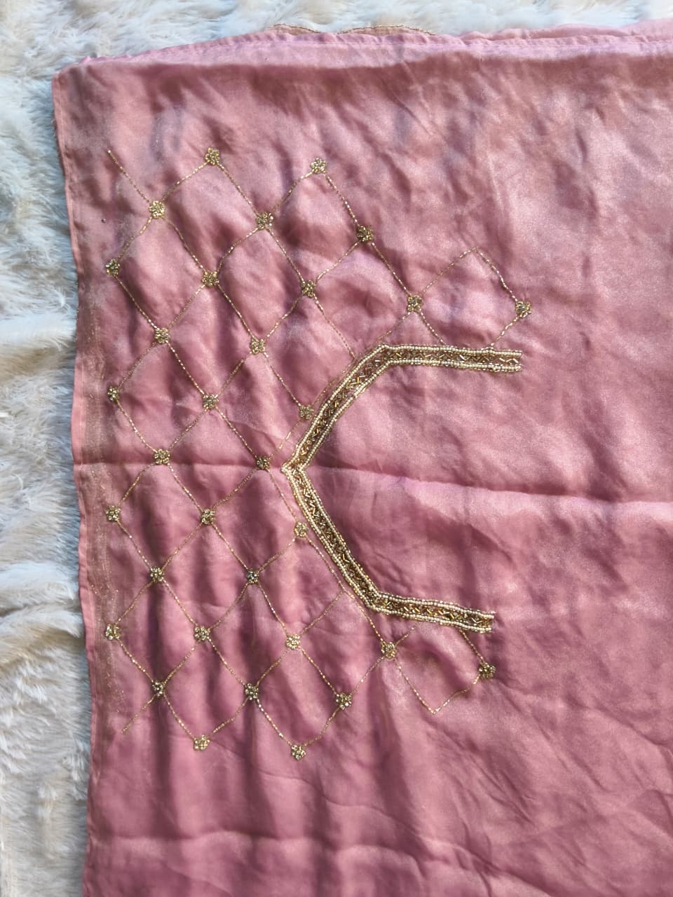 Premium GMY Silk Beads Work Saree