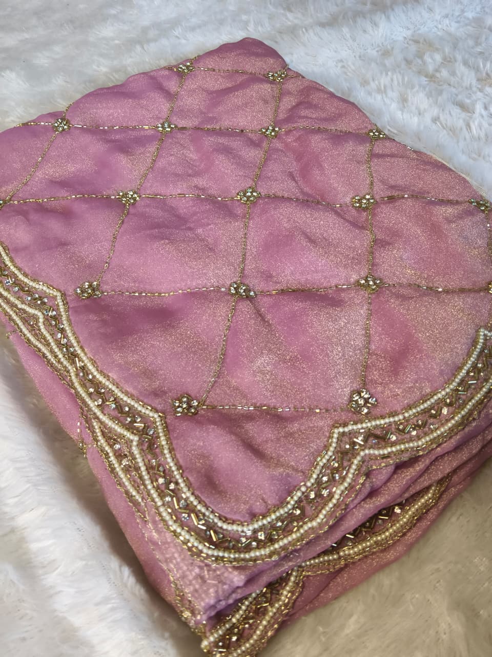 Premium GMY Silk Beads Work Saree