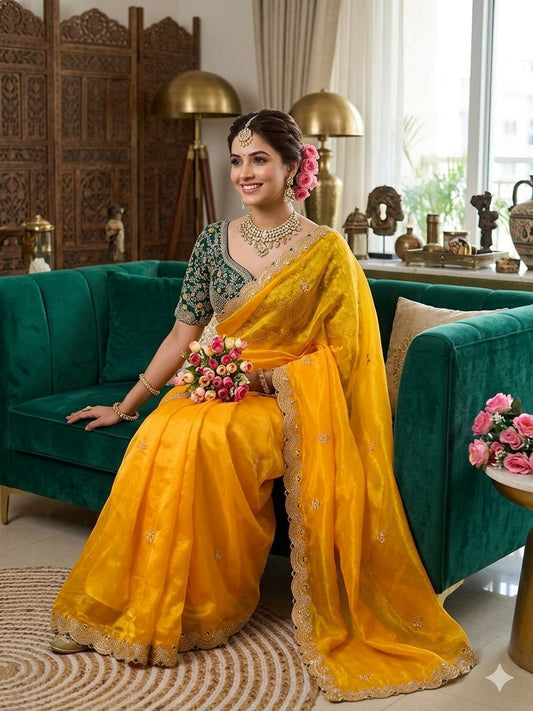 Premium Space Silk Saree with beautiful multi sequence