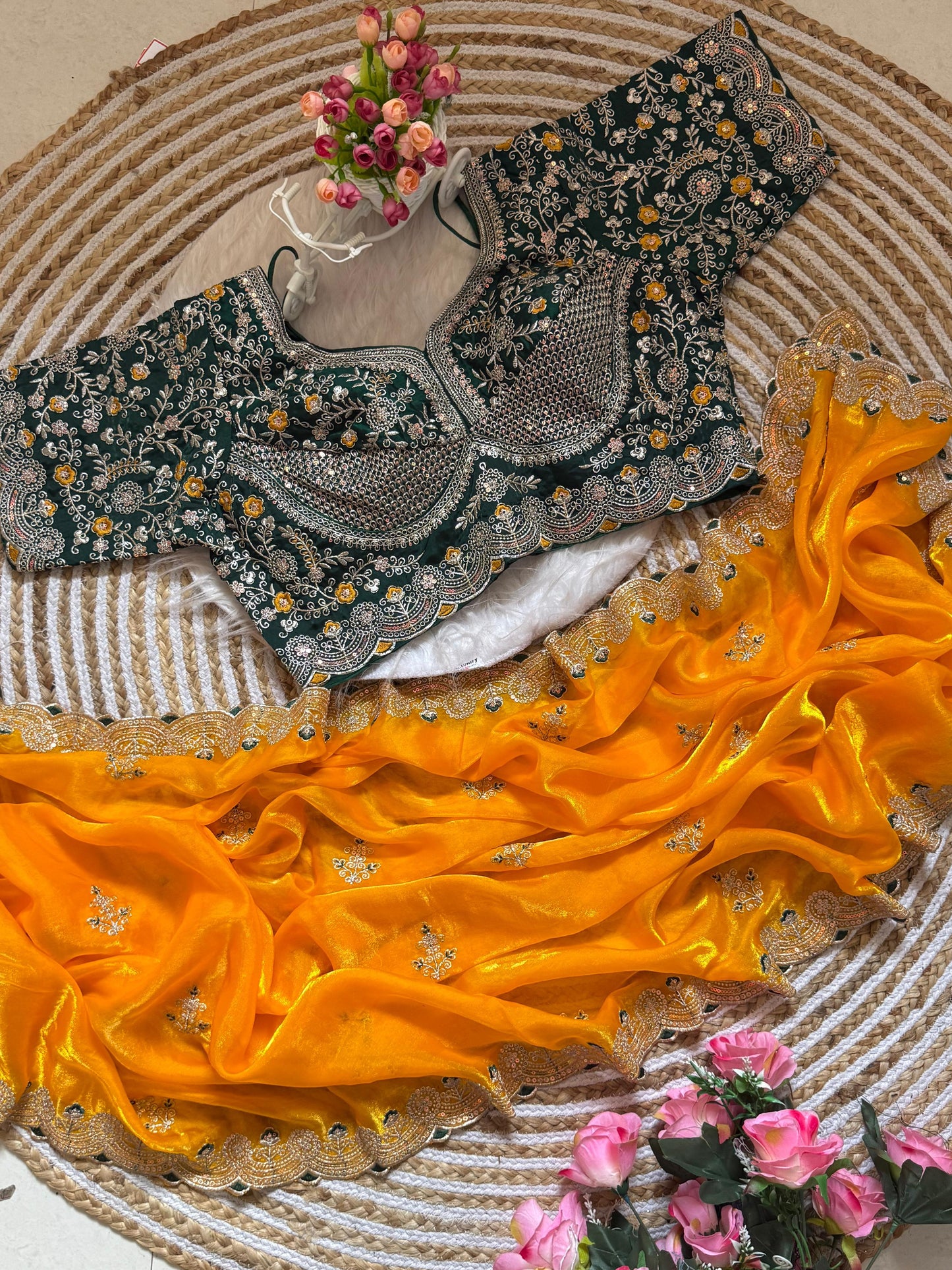 Premium Space Silk Saree with beautiful multi sequence