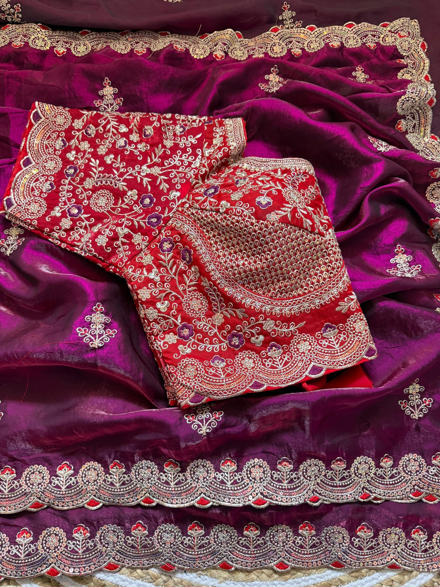Premium Space Silk Saree with beautiful multi sequence