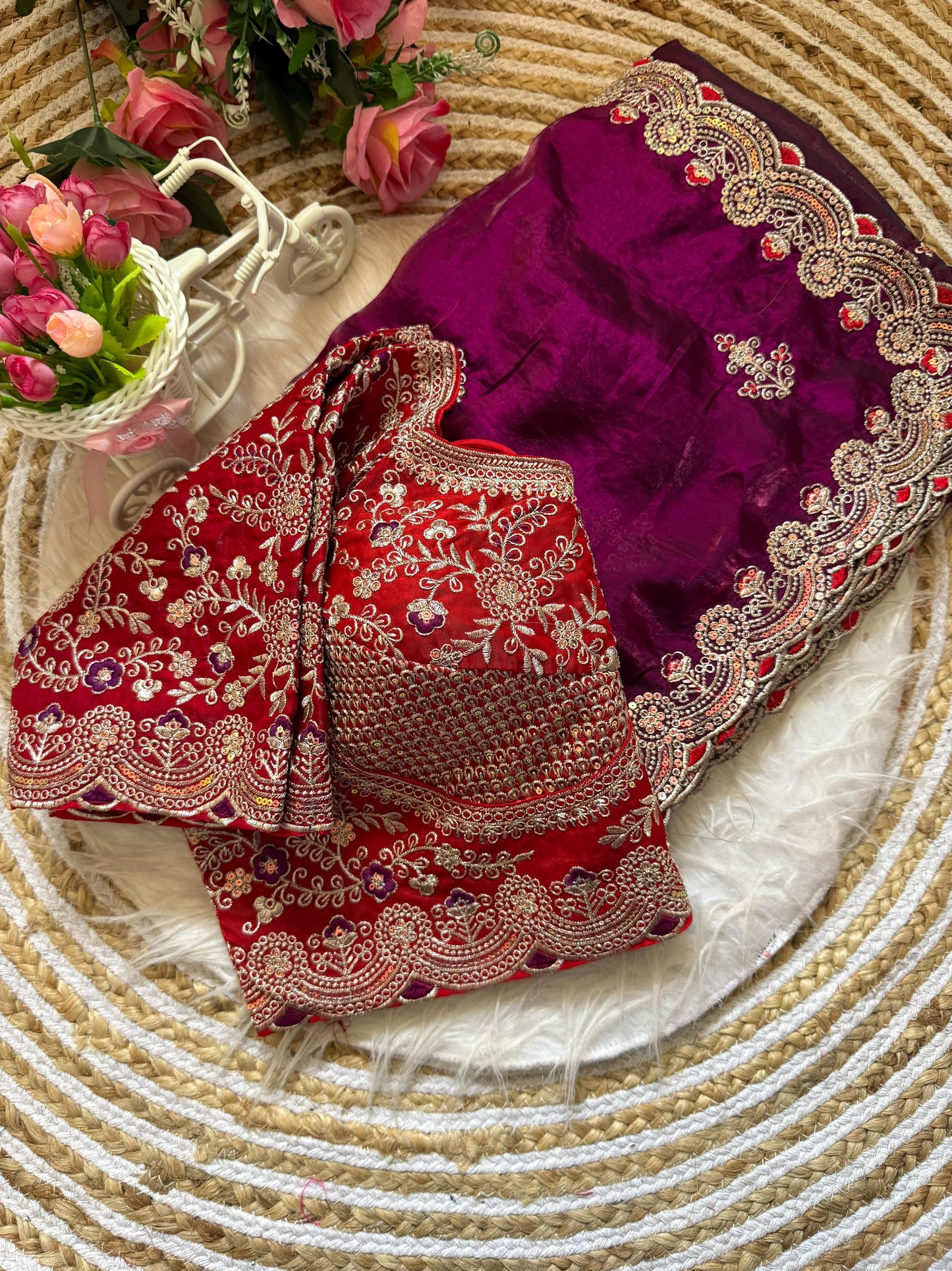 Premium Space Silk Saree with beautiful multi sequence