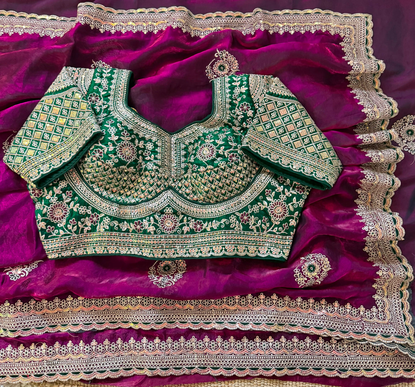 Premium Space Silk Saree with beautiful multi sequence & thread saree