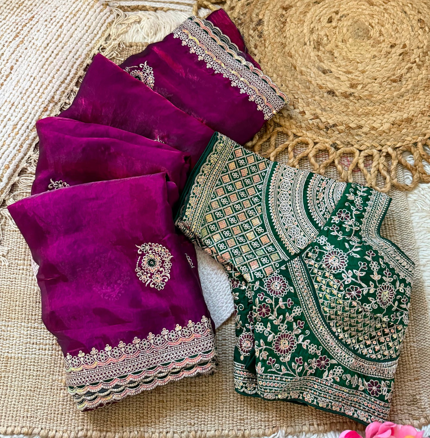 Premium Space Silk Saree with beautiful multi sequence & thread saree