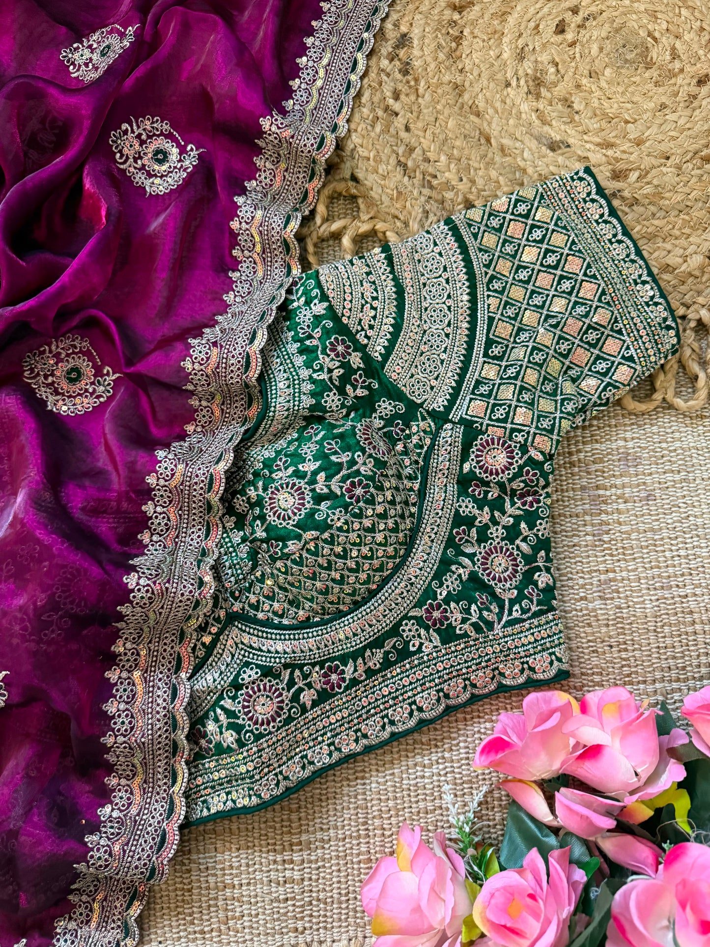 Premium Space Silk Saree with beautiful multi sequence & thread saree
