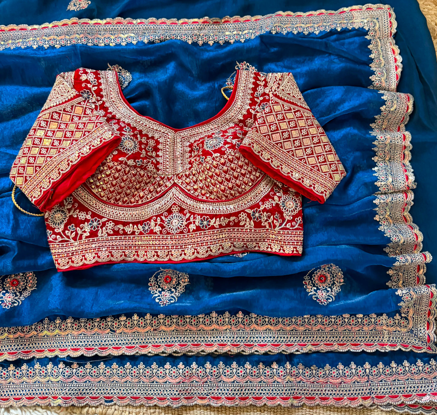 Premium Space Silk Saree with beautiful multi sequence & thread saree