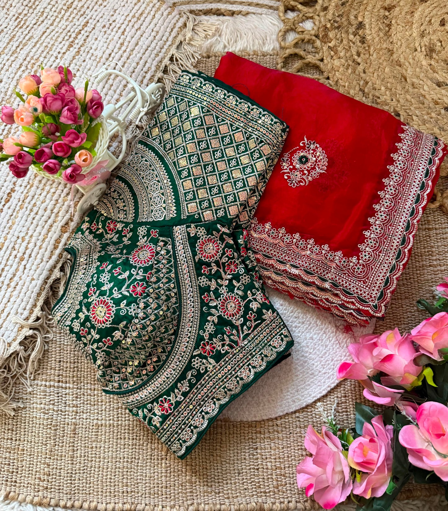 Premium Space Silk Saree with beautiful multi sequence & thread saree