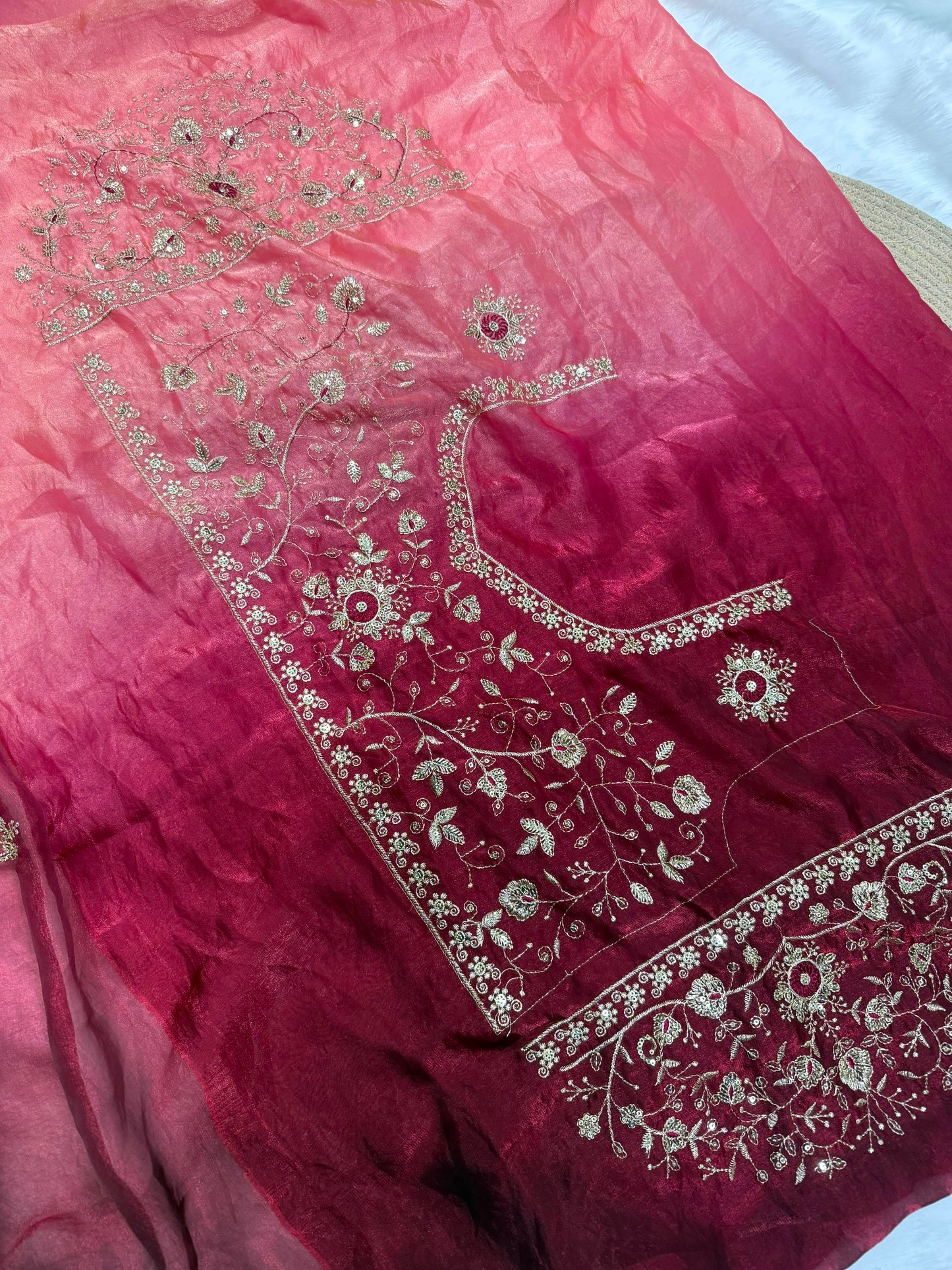 Premium two tone Space Silk Saree