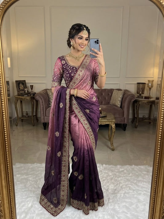 Premium two tone Space Silk Saree
