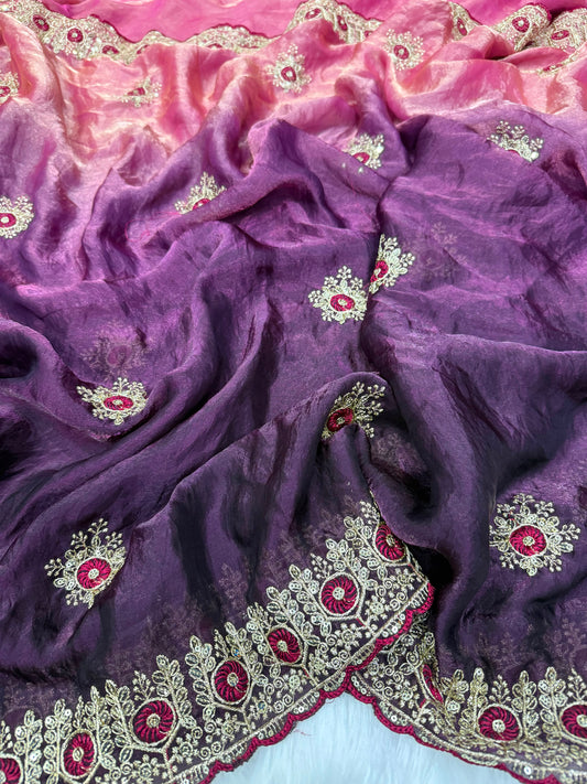 Premium two tone Space Silk Saree