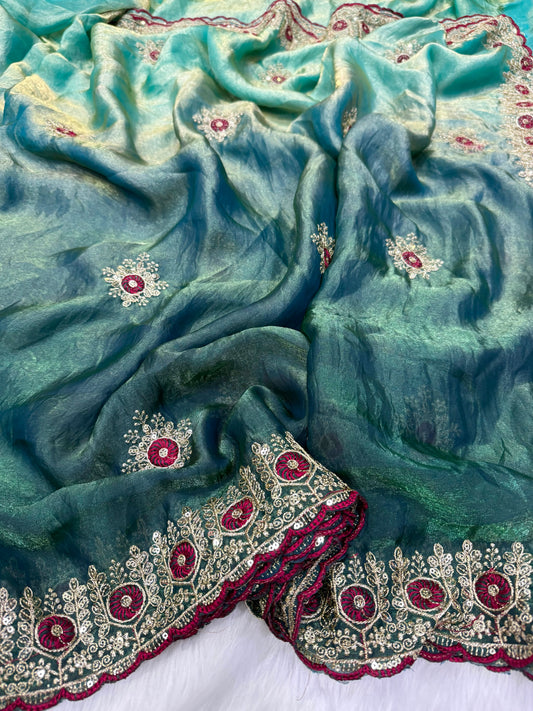 Premium two tone Space Silk Saree
