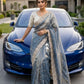 Soft space silk Satin Saree with heavy embroidery sequence
