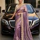 Soft space silk Satin Saree with heavy embroidery sequence