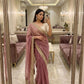 Soft space silk Satin Saree with heavy embroidery sequence