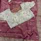 Soft space silk Satin Saree with heavy embroidery sequence