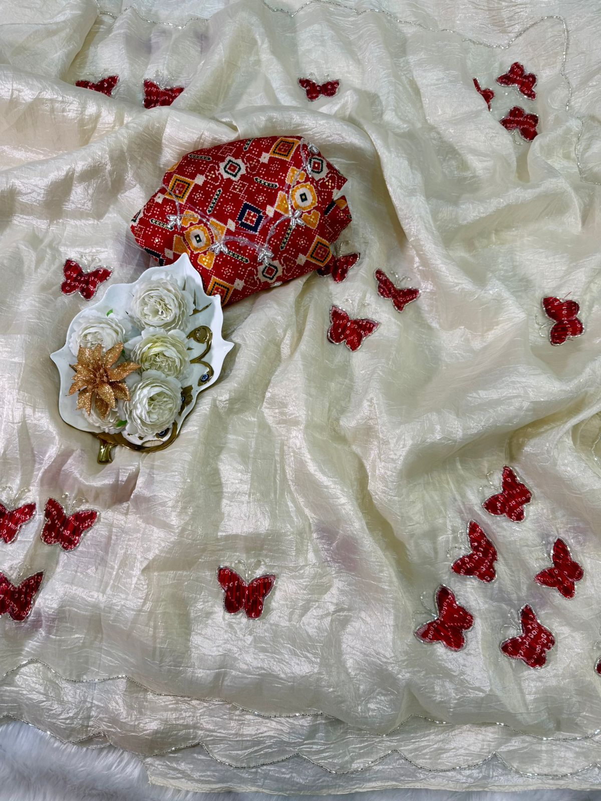 Beautiful crush Silk Saree butterfly