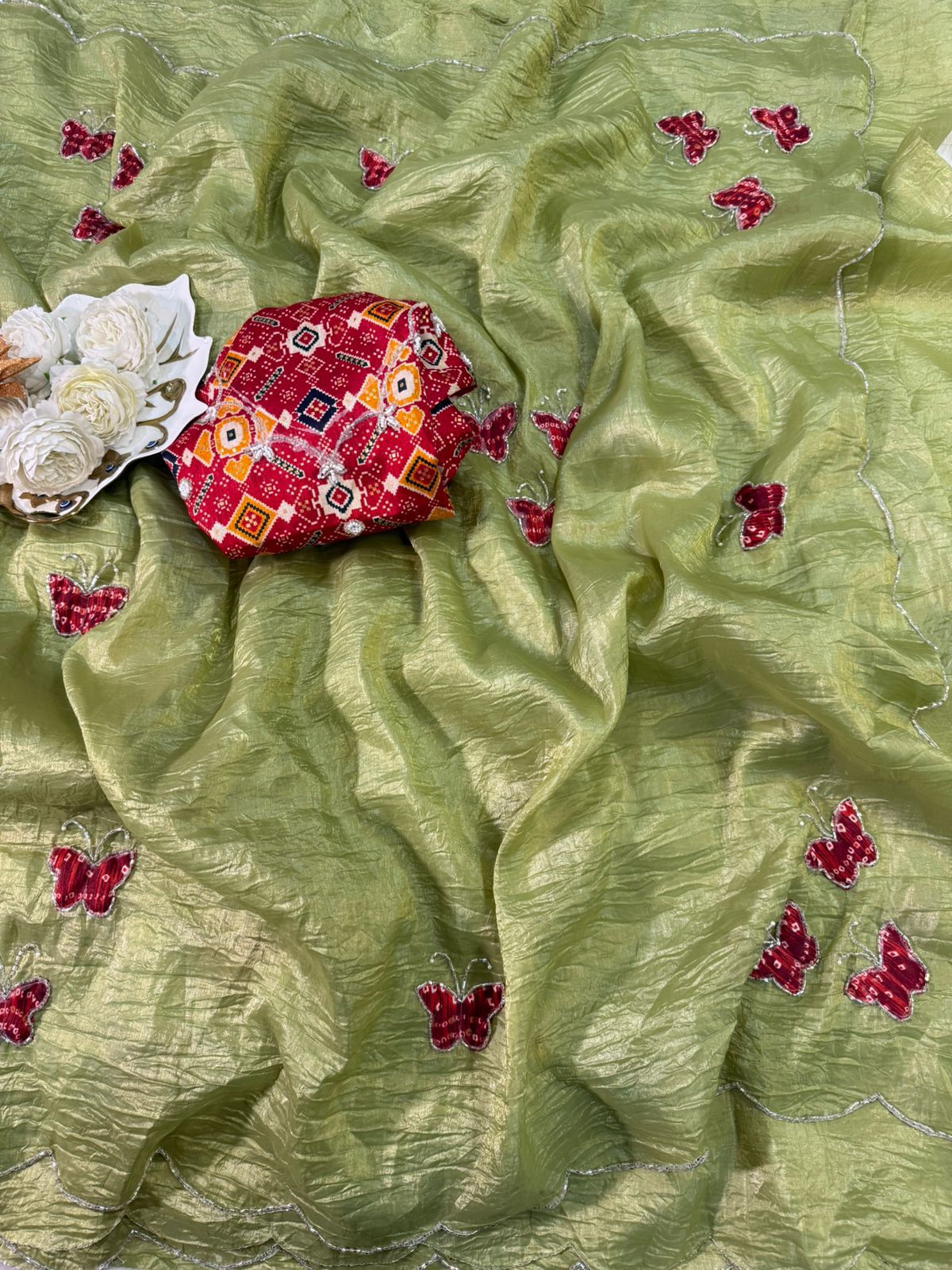 Beautiful crush Silk Saree butterfly