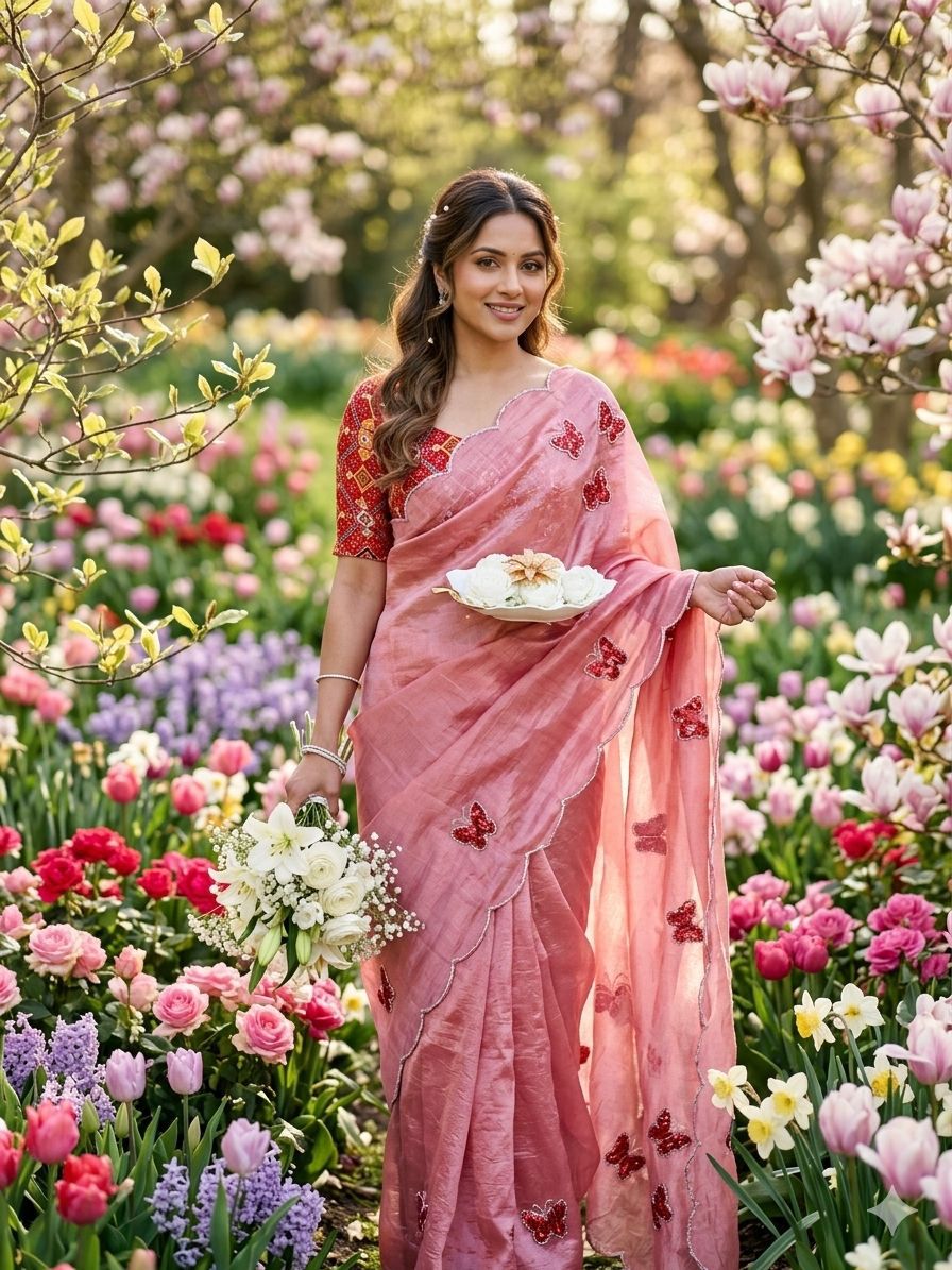 Beautiful crush Silk Saree butterfly