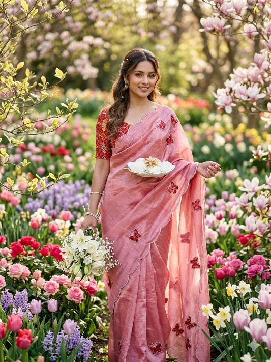 Beautiful crush Silk Saree butterfly