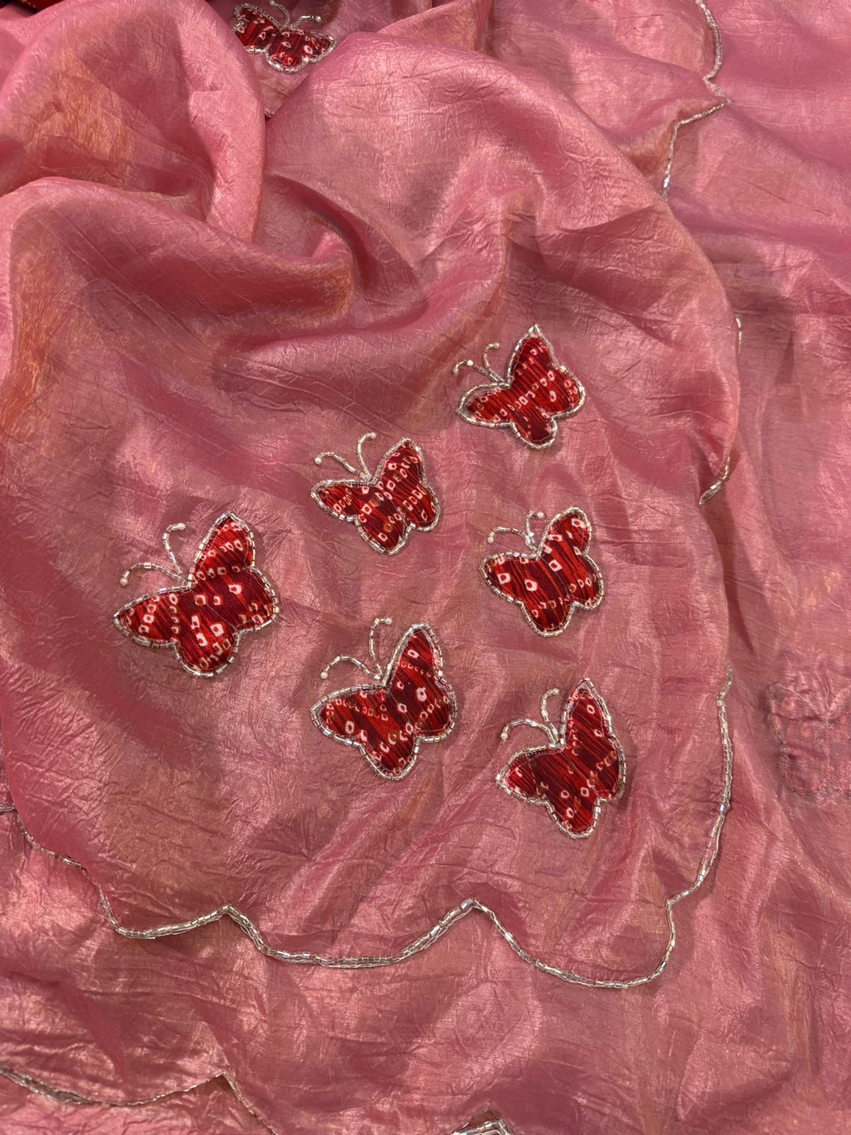 Beautiful crush Silk Saree butterfly