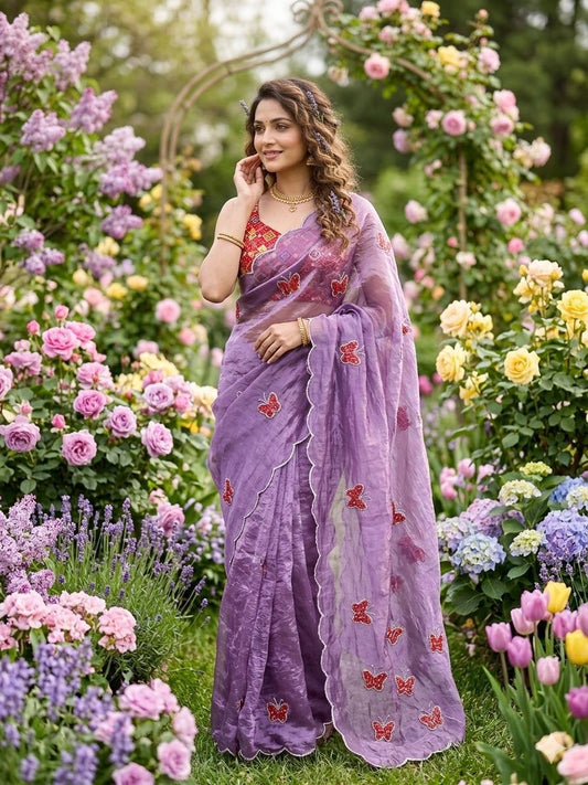 Beautiful crush Silk Saree butterfly