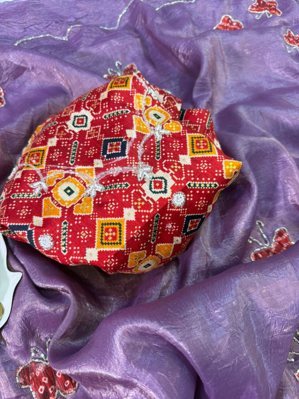 Beautiful crush Silk Saree butterfly