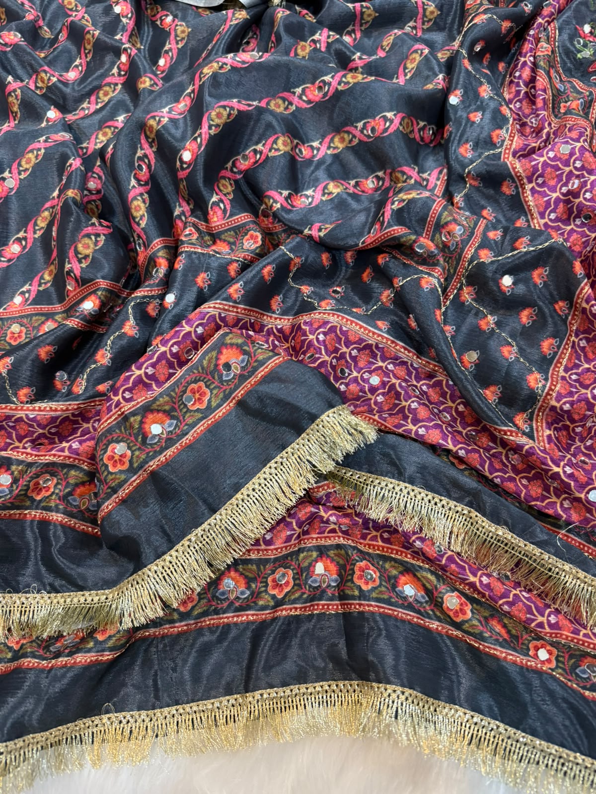Premium chinon silk saree
