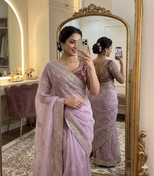 Premium moss chiffon lightweight Saree
