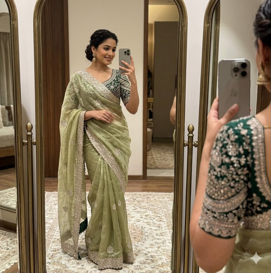Premium moss chiffon lightweight Saree