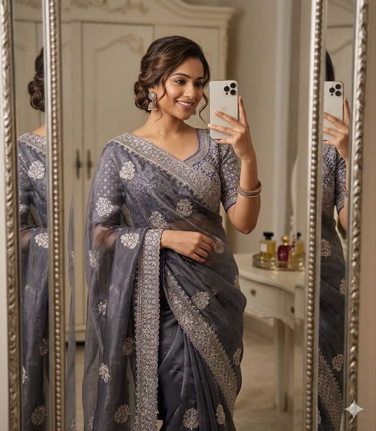 Premium moss chiffon lightweight Saree