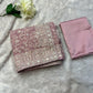 Faux geogert saree with white thread & seqnce saree