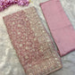 Faux geogert saree with white thread & seqnce saree