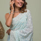 Faux geogert saree with white thread & seqnce saree