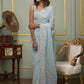 Faux geogert saree with white thread & seqnce saree