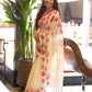 Beautiful soft tabi Saree featuring elegant flower digital print