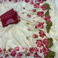 Beautiful soft tabi Saree featuring elegant flower digital print