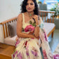 Beautiful soft tabi Saree featuring elegant flower digital print