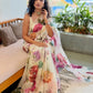 Beautiful soft tabi Saree featuring elegant flower digital print