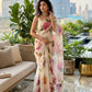 Beautiful soft tabi Saree featuring elegant flower digital print
