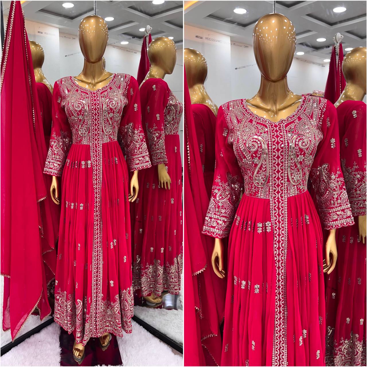 New Designer Party Wear Look Full Heavy Embroidery Sequence Work Gown