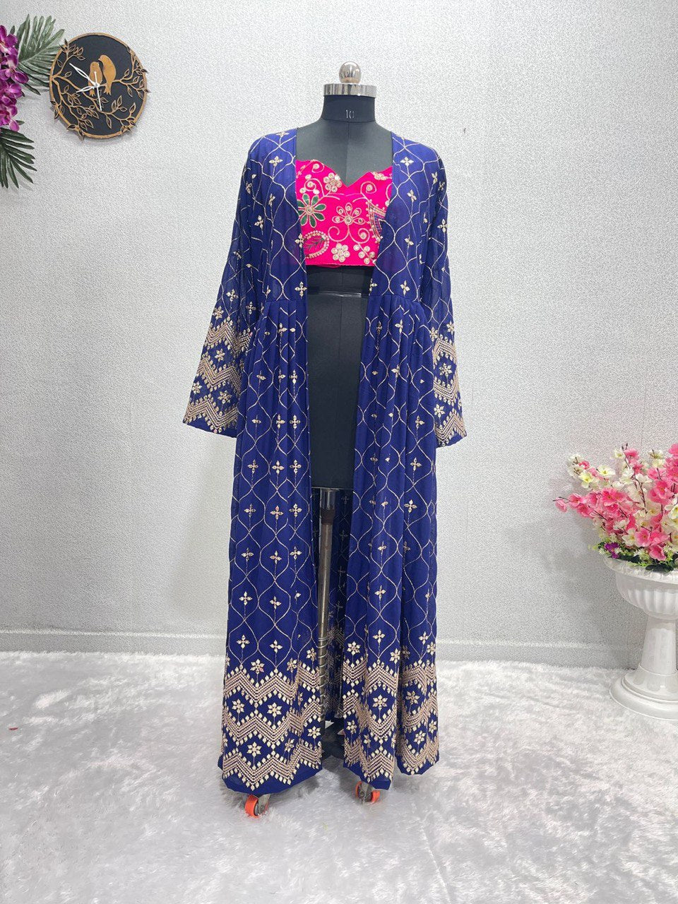 KINJAL DAVE* FULL EMBROIDERED WORK KOTI WITH BLOUSE