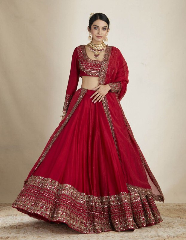 FANCY THREAD WORK WITH SEQUNCE WORK WITH  EMBROIDERY CODING LEHENGA CHOLI