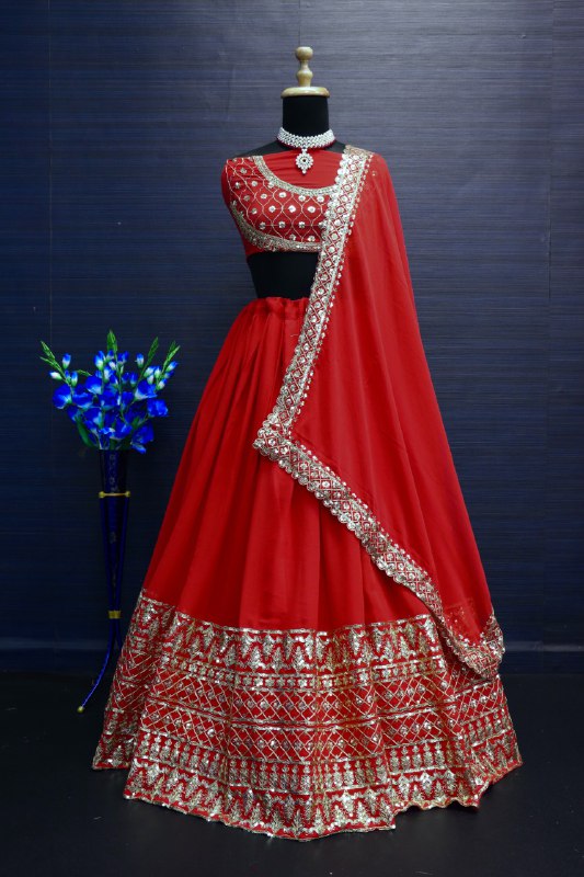 FANCY THREAD WORK WITH SEQUNCE WORK WITH  EMBROIDERY CODING LEHENGA CHOLI