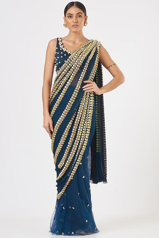 beautiful Designer Saree on Soft Net Febric with Sequnce work Saree