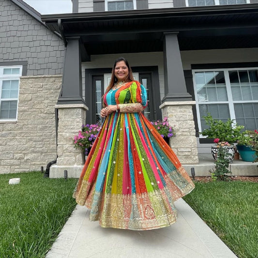 Foux gorgette with Digital print Gown For Wedding