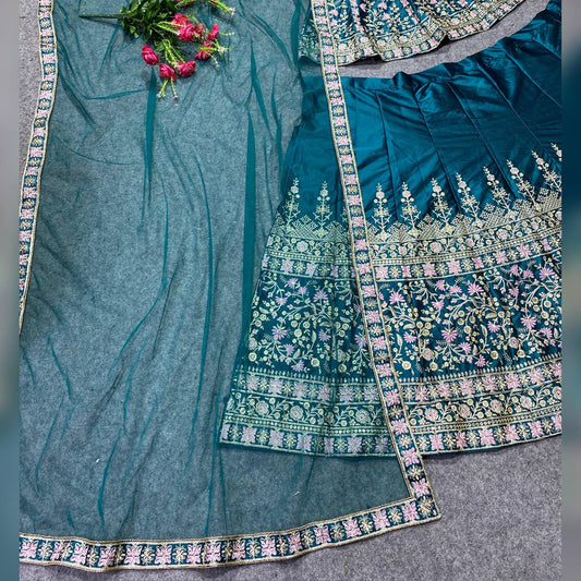 Rama Blue Colour Embroidered Attractive Party Wear Malay Top Palazzo