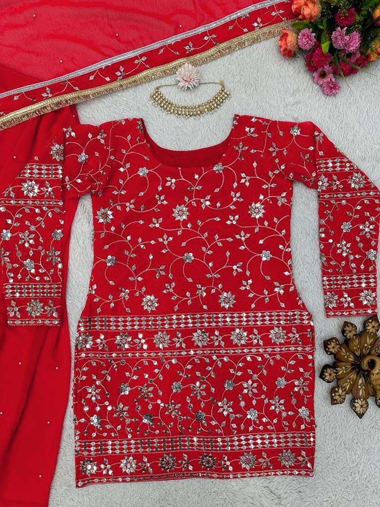 Fox Georgette SPECIAL RED GEORGETTE SUIT