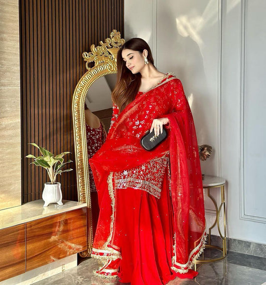 Fox Georgette SPECIAL RED GEORGETTE SUIT