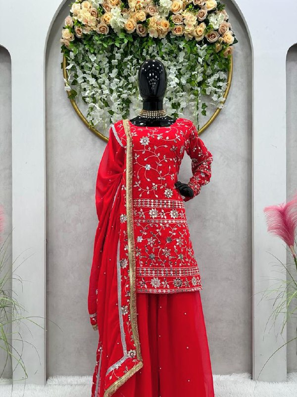 Fox Georgette SPECIAL RED GEORGETTE SUIT