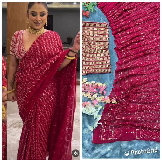 You Most Beautiful Latest Lucknawi Work Saree Collection